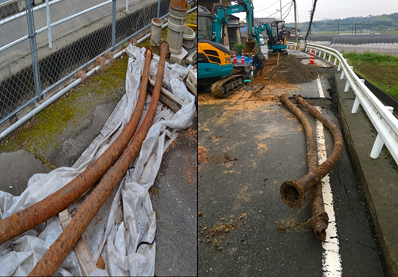 湾曲した水道管 | 震災遺構一覧 | 熊本地震ミュージアム 記憶の ...